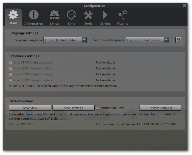 Configuration dialog