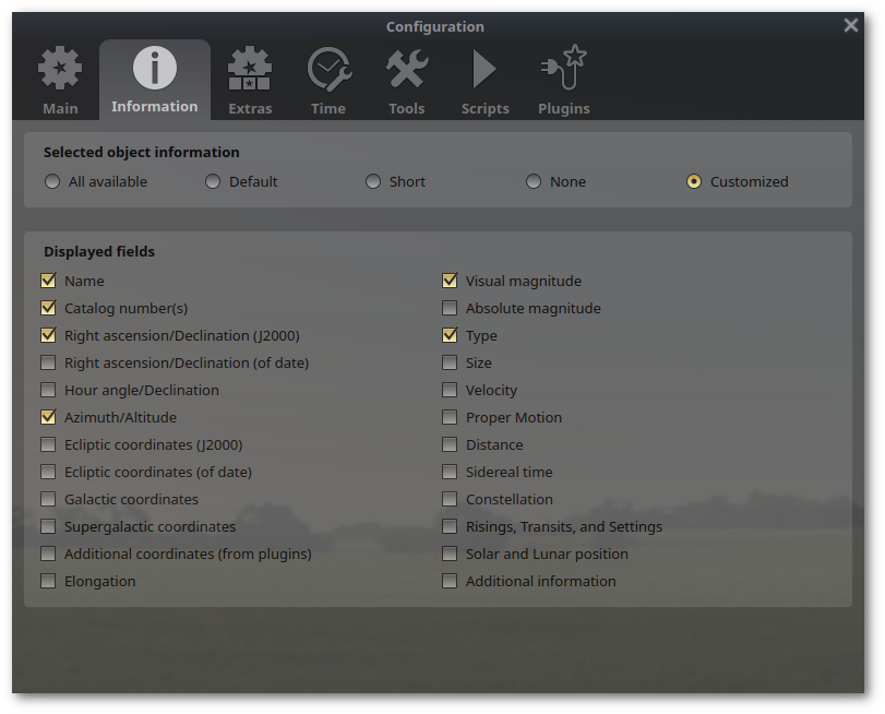 Object information configuration